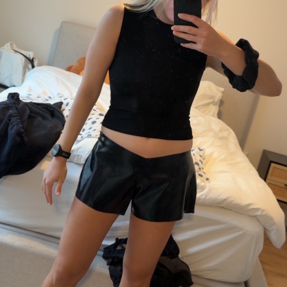By Gianna Vegan Leather Mini Shorts